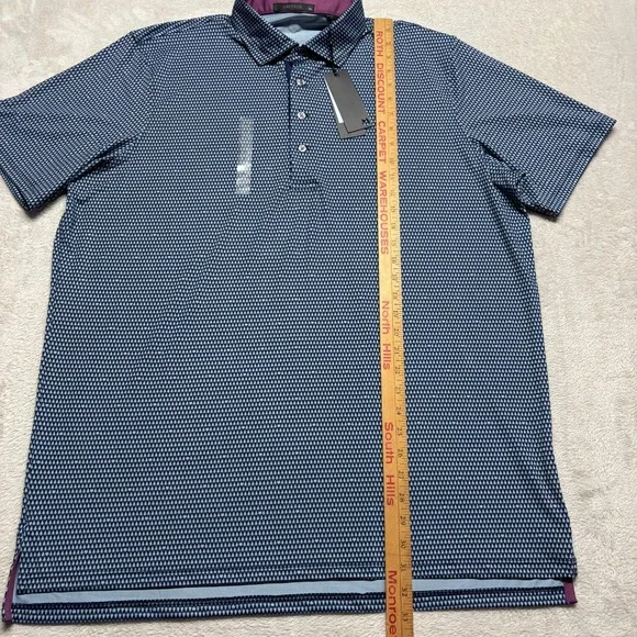 GREYSON Arrowhead Polo Shirt Mens XL Blue Geometric Print Short Sleeve Golf $118